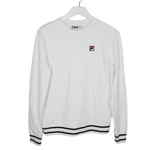Fila Optic White 100% Cotton Logo Pulover Sweatshirt Small